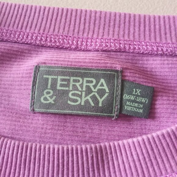 Terra & Sky women's size 1X violet waffle knit sweater - Picture 15 of 15